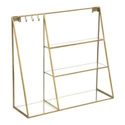 Suport bijuterii cu rafturi si carlige, din sticla, 27 cm