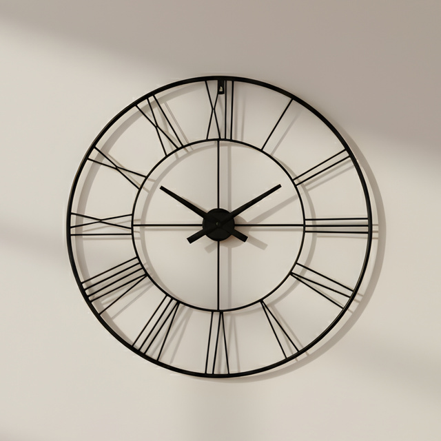 Ceas de perete în stil industrial ARATIO, Ø 70 cm, negru