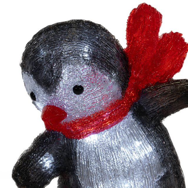 Decoratiune de iarna LED, pinguin pe placa, 30,3 cm