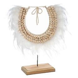 Decoratiune cu pene si scoici, 40 cm