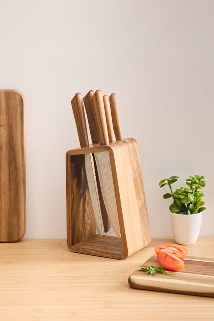 Set de cuțite HARMONY, suport din lemn + 5 cuțite, 6 elemente