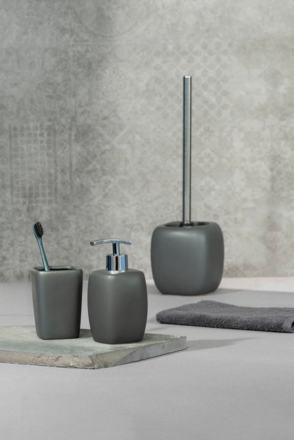 Recipient pentru perie FARO GREY + perie WC, WENKO, gri