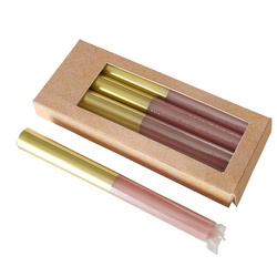 Set 4 lumanari, roz cu baza aurie