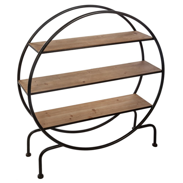 Bibliotecă Yara, rotundă, pe trei niveluri, o piesă de mobilier practică cu rafturi din MDF