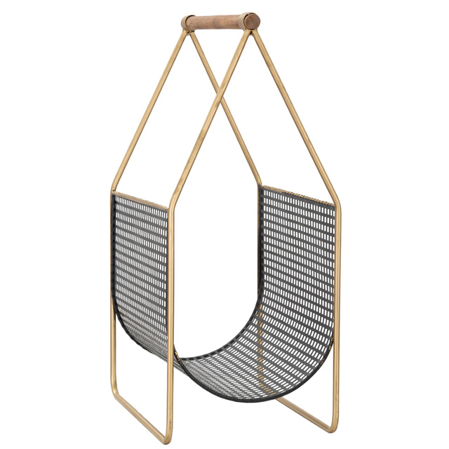 Suport reviste metalic FASHION, cu maner din lemn