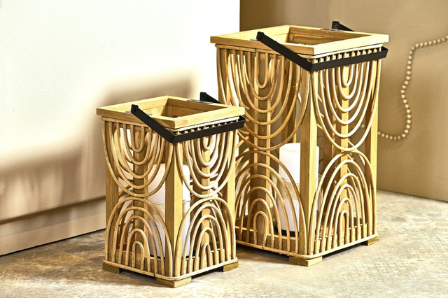 Set 2 felinare  din lemn Raimo