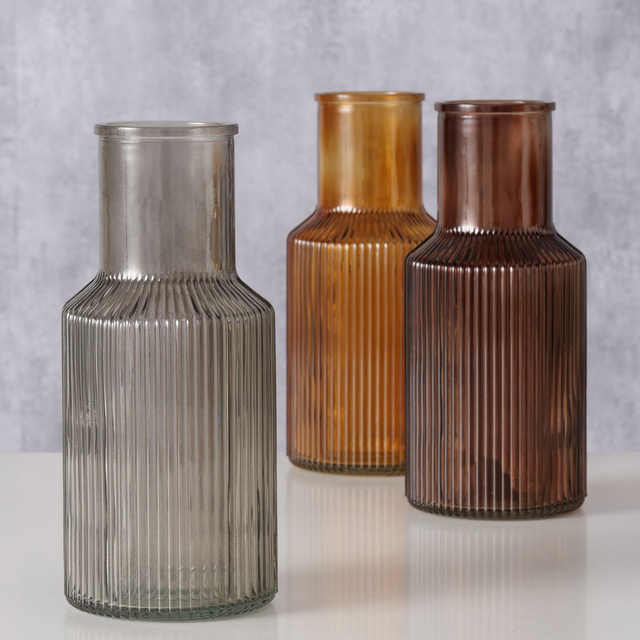 Vaza din sticla nervurata MISAM, 22 cm