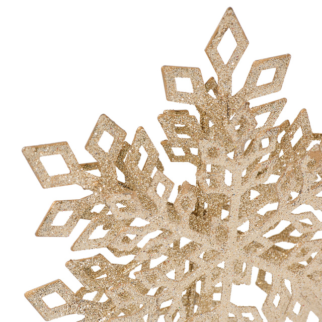 Vârf pentru brad, fulg de zăpadă cu sclipici, metal, 20 cm