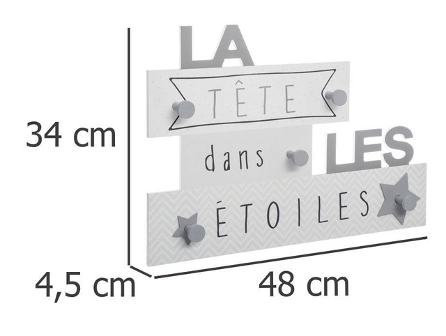 Cuier de perete pentru copii STARS, 48 x 34 cm