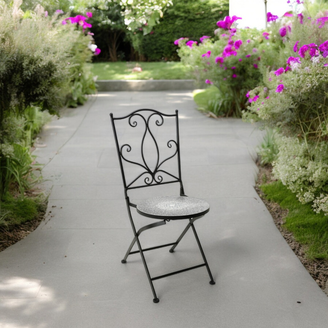 Scaun metalic cu sezut decorativ, mozaic, 90 cm