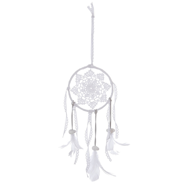 Dream catcher de perete FOLK, Ø 16,5 x 56 cm, alb
