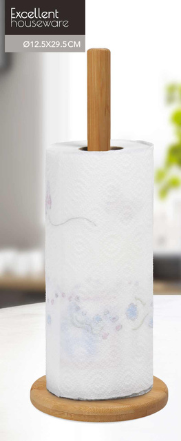 Suport din bambus pentru prosoape de hârtie, Ø 12,5 x 31,5 cm