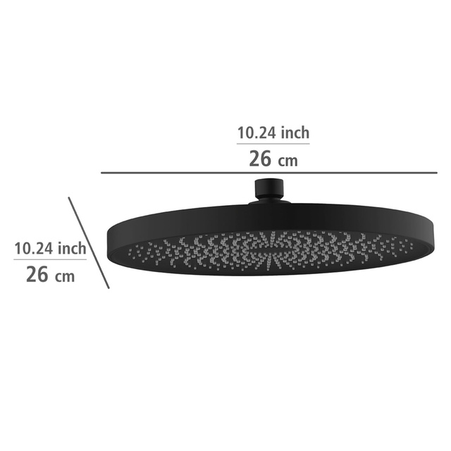 Capat de dus rotund de tavan SOFTWATER, Ø 26 cm, negru, WENKO