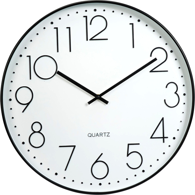 Ceas de perete cu ramă neagră, Ø 50 cm