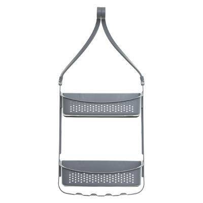 Suport pentru baie cu ventuze, 2 niveluri, Gri