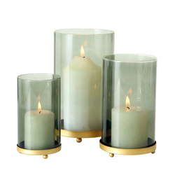 Sfeșnice din sticlă Knikki, suport auriu, 3 buc