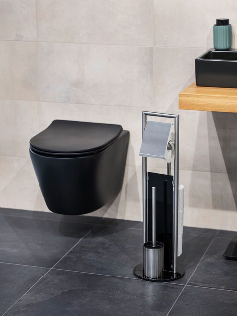 Suport hârtie igienică și perie WC RAVINA, 3în1