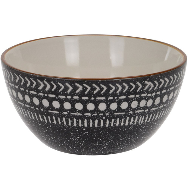 Miska ceramiczna na sałatki, kuchenna, kolor czarny ze wzorem