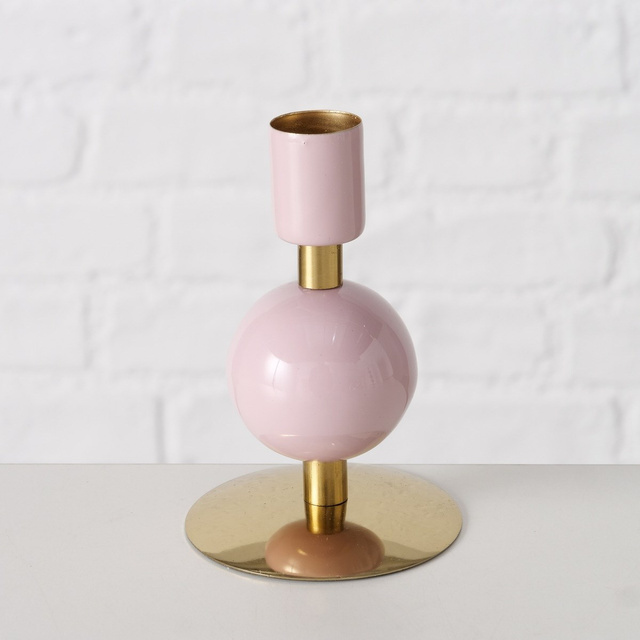 Suport de lumânare din metal cu detaliu auriu, set 3 bucati