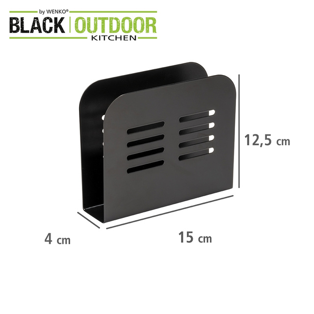 Suport pentru servetele, Wenko Baco, negru, din metal, 15 cm x 12.5 cm x 4 cm
