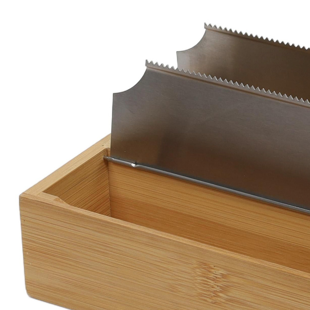 Dozator folie alimentara, doua compartimente, bambus, 35 x 13 cm