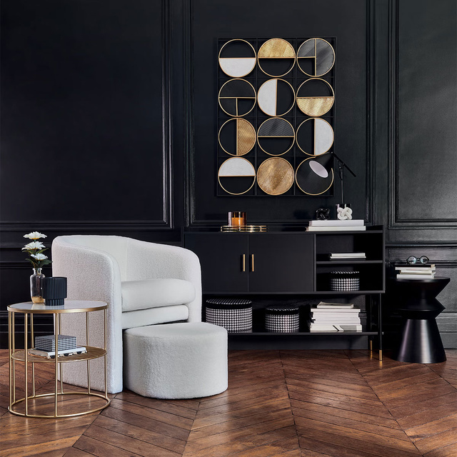 Decoratiune de perete geometrica, din metal, 76 x 101 cm