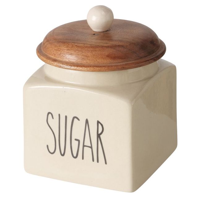 Recipient pentru alimente din ceramică, capac din lemn, SUGGY
