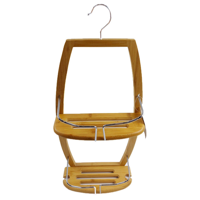 Raft baie, Lemn/Metal, 2 nivele, 61x27cm, Maro