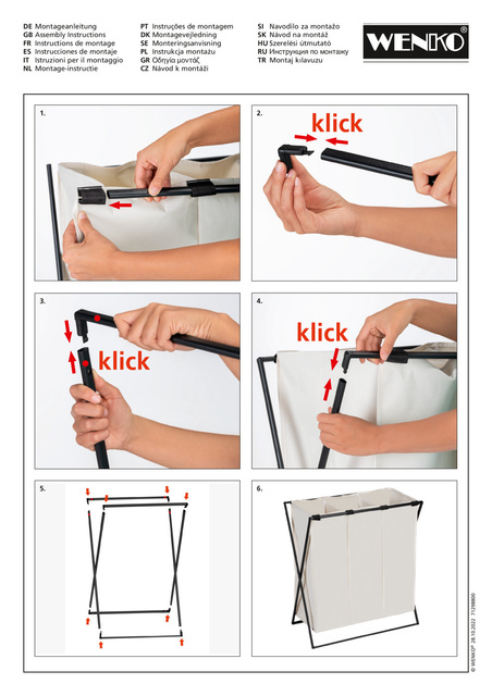 Coș de rufe cu trei compartimente, Trio, WENKO