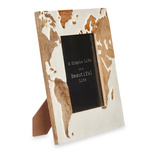 Rama foto 13 x 18 cm, lemn de mango, harta lumii