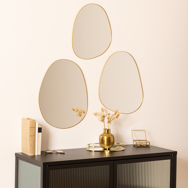 Oglinzi in forme neregulate LIDA, in rame aurii, 3 bucati