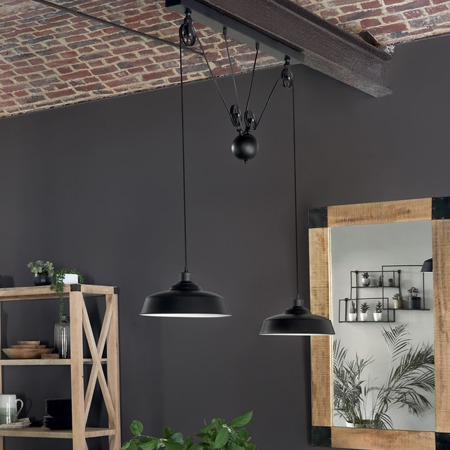 Lampă suspendată EZIO, metalică, neagră, înălțime 60 cm