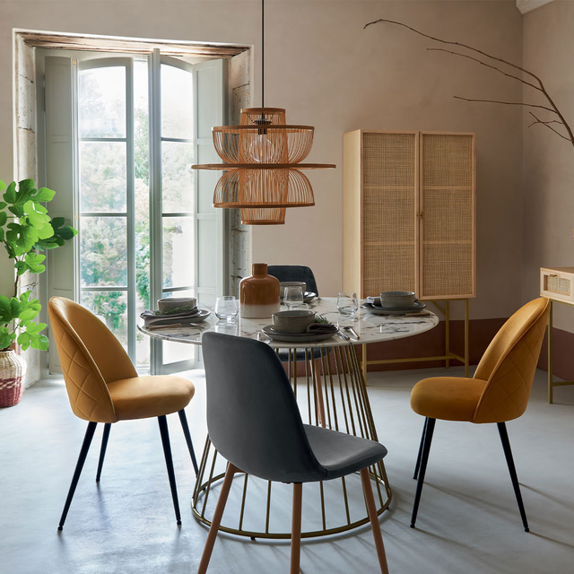 Lampa de tavan Ava, bambus, D58