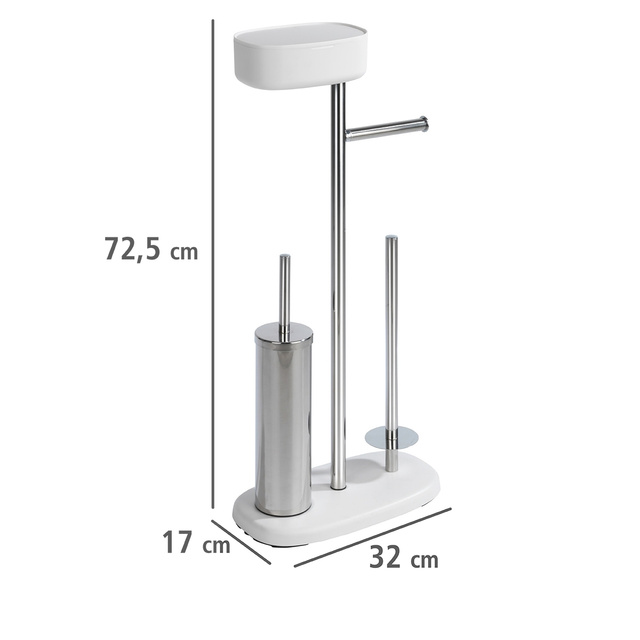 Perie WC cu suport hartie igienica RIVAZZA, 4in1, Alb, 72x32x17 cm, WENKO