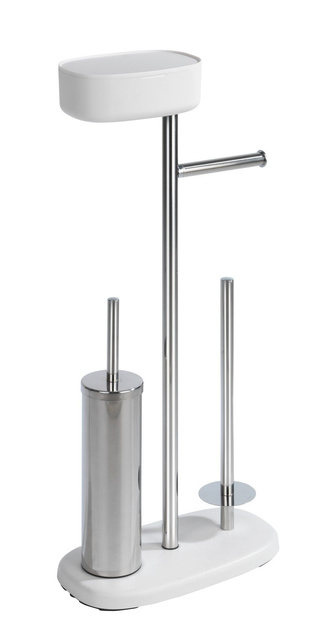 Perie WC cu suport hartie igienica RIVAZZA, 4in1, Alb, 72x32x17 cm, WENKO