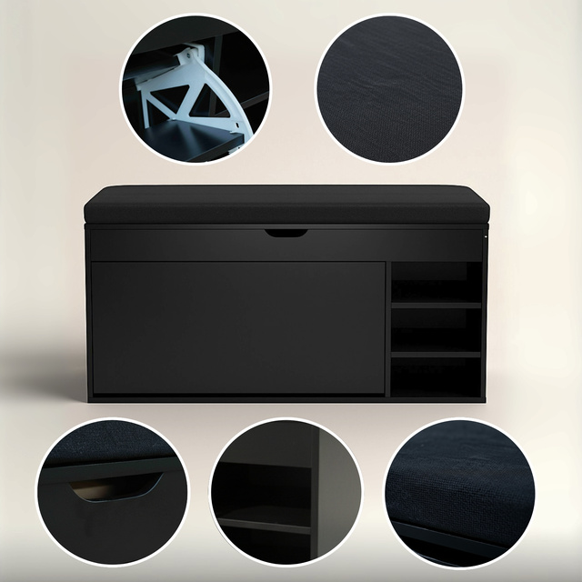 Dulap pentru pantofi cu loc de șezut și rafturi retractabile GRADIA, 100 x 34 x 50 cm