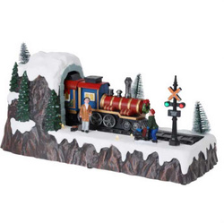 Scenă de Crăciun mobilă cu tren.