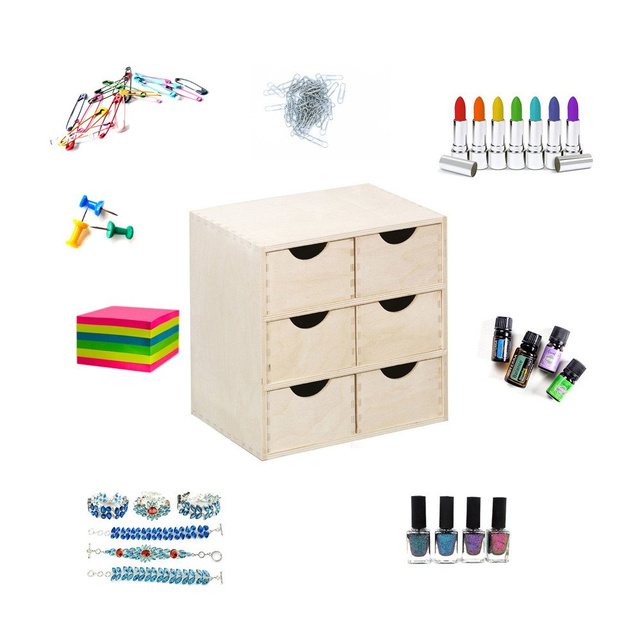 Recipient pentru mărunțișuri, 6 sertare, din lemn, ZELLER