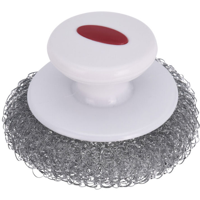 Sarma metalica de otel cu maner pentru curatarea gratarului, 2 bucati