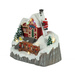 Figurina Atelier de jucarii si Moș Crăciun pe o scară cu iluminare LED