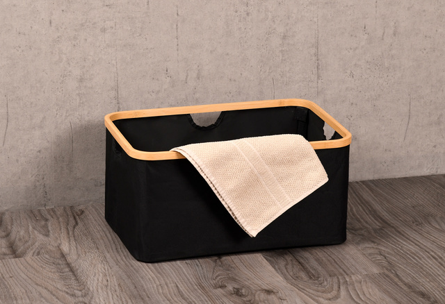 Cos textil cu rama din bambus, 54 x 26 cm