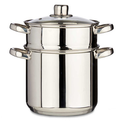 Oala cu strecuratoare si capac din sticla, inox, 6 l