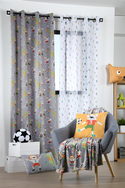 Draperie cu inele MARACANA minge de fotbal, 140 x 260 cm