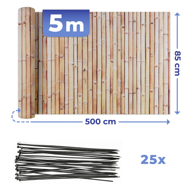 Husa de balcon cu model de bambus, 5 m x 85 cm