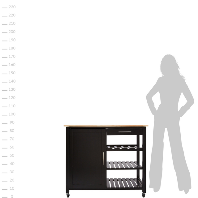 Cărucior de bucătărie cu rafturi, 48x100x88 cm