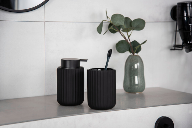 Dispenser sapun lichid BELLUNO, Ceramic, Negru, 300 ml, Wenko