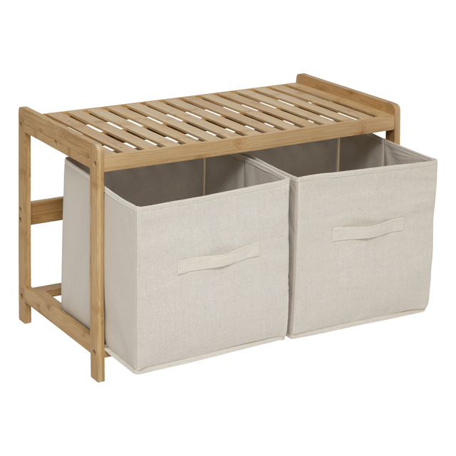 Bancă pentru baie TIDY BOX, 2 recipiente pentru depozitare, 66,8 x 44 x 35 cm