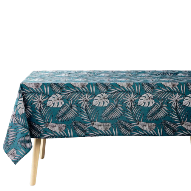 Fata de masa dreptunghiulara cu motiv de frunze exotice, 140 x 240 cm