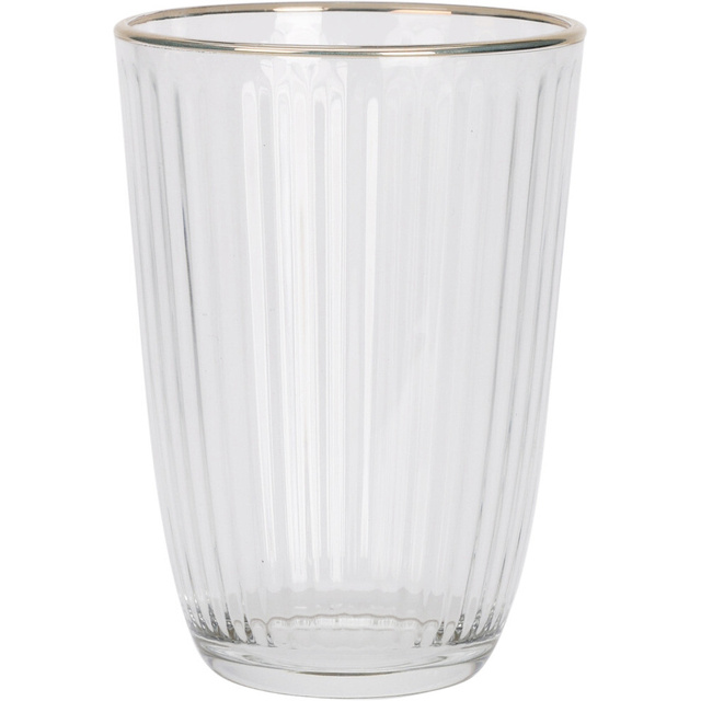 Pahar striat cu margine aurie, 395 ml