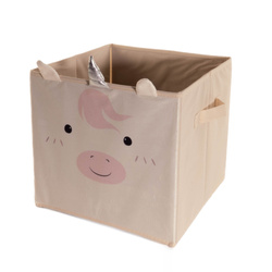 Cutie textila pentru jucarii cu unicorn cu corn si urechi, 32 x 32 x 30 cm